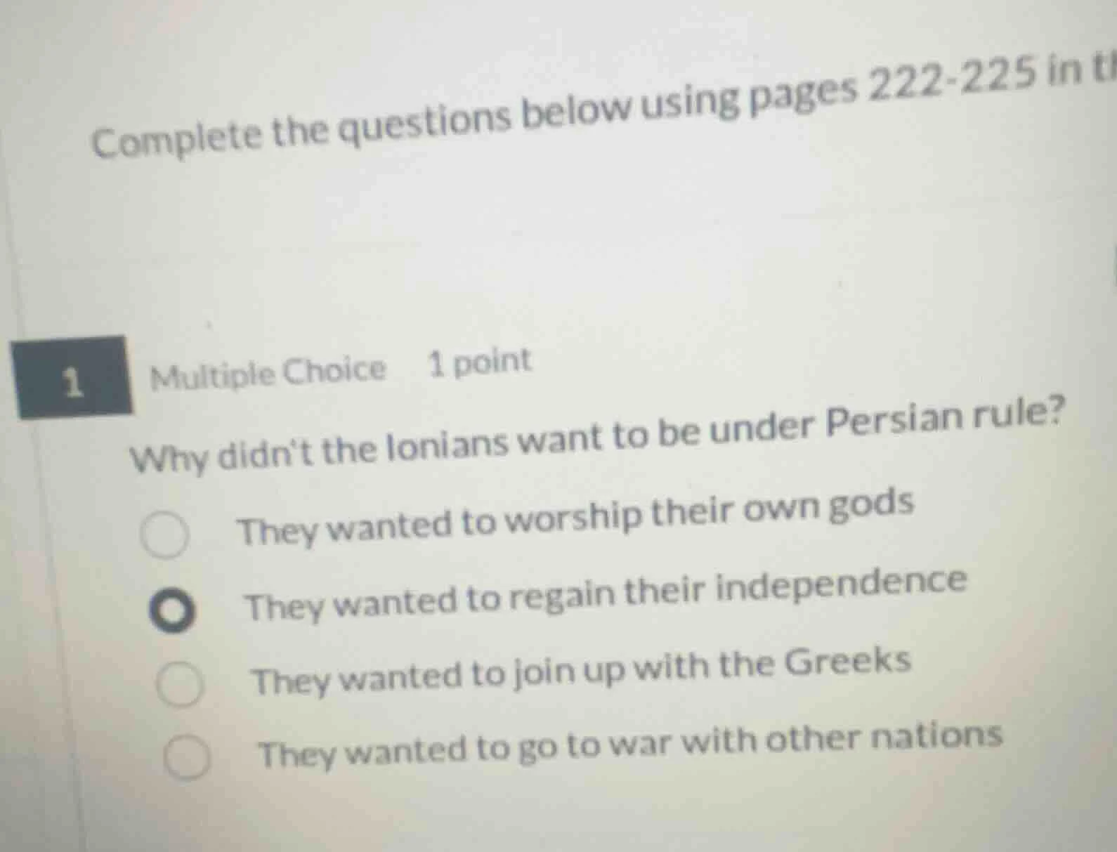 complete the questions below using pages 222-225 in t 1 multiple choice…