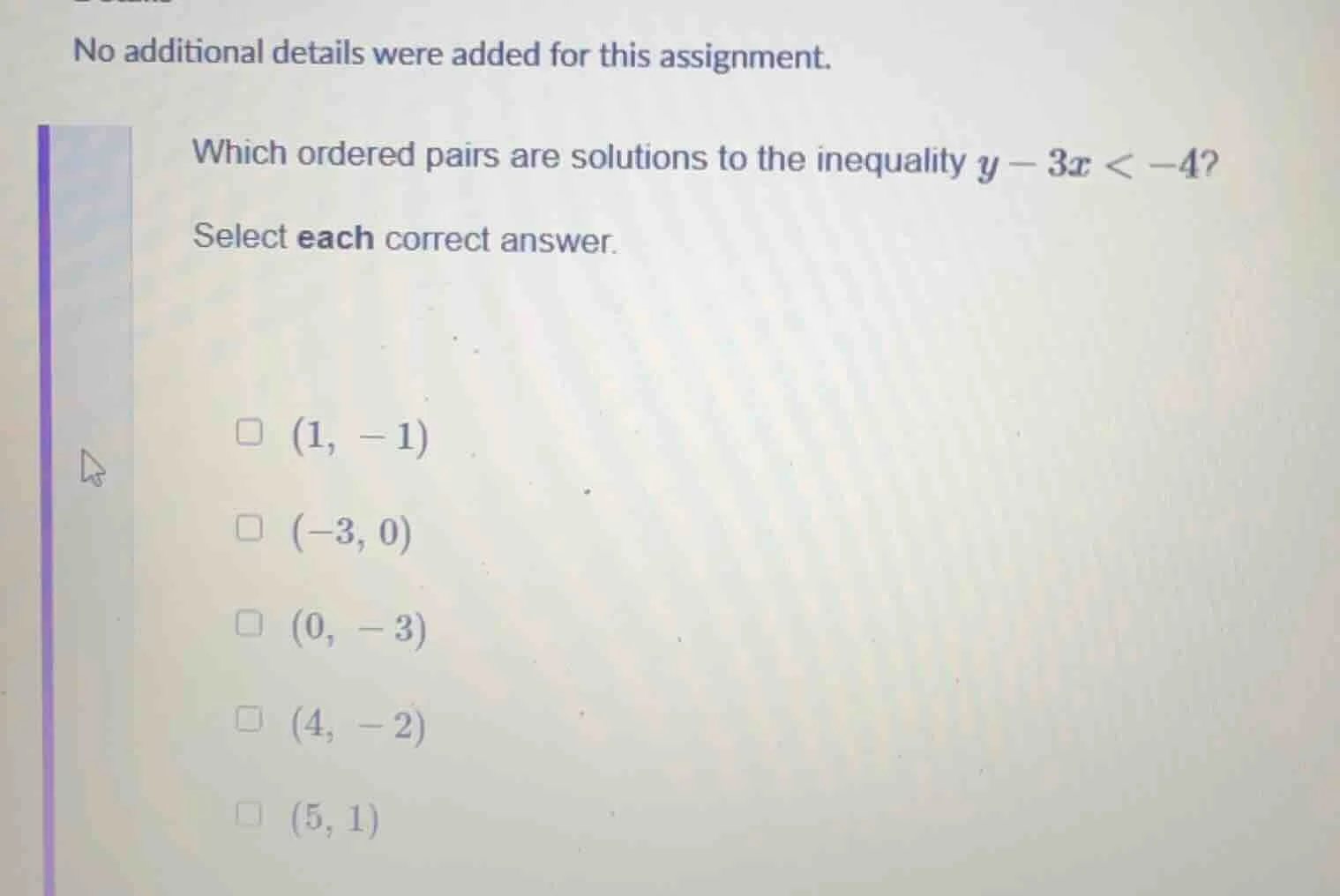 no additional details were added for this assignment. which ordered pai…