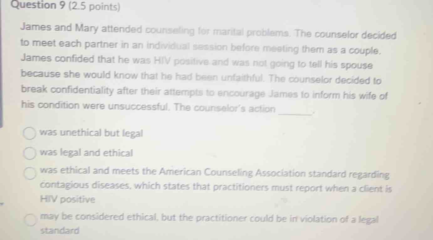 question 9 (2.5 points) james and mary attended counseling for marital …