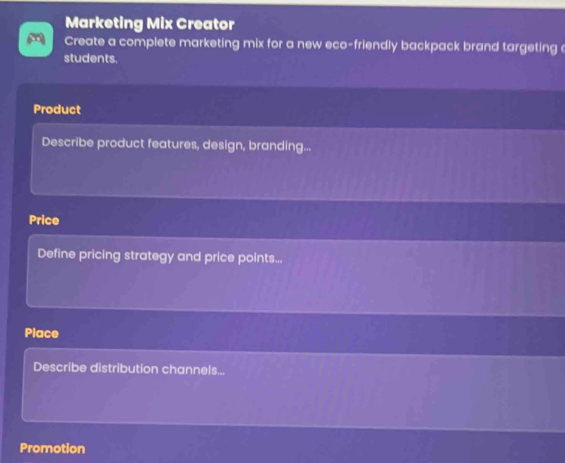marketing mix creator create a complete marketing mix for a new eco - f…