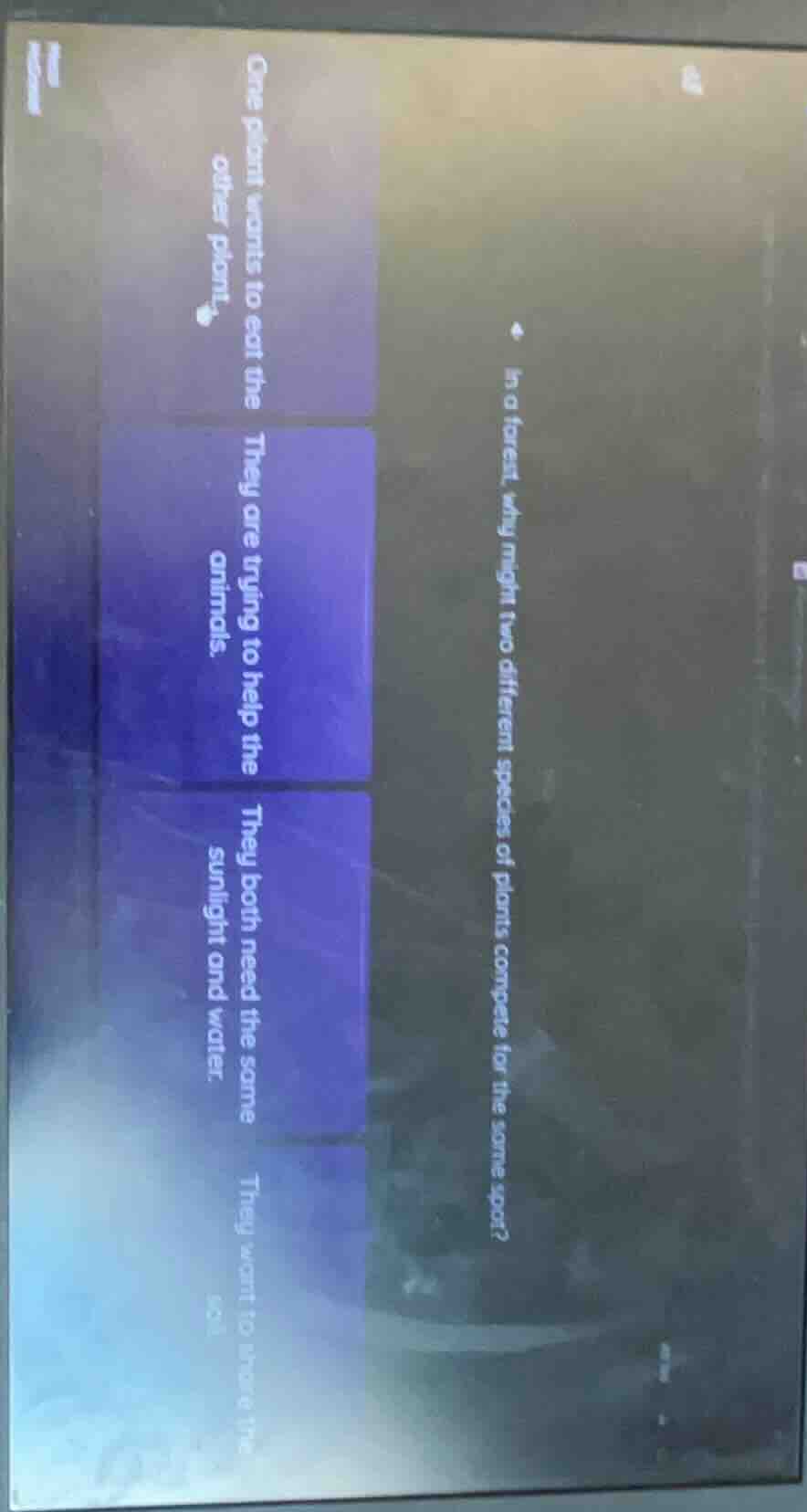 in a forest, why might two different species of plants compete for the …