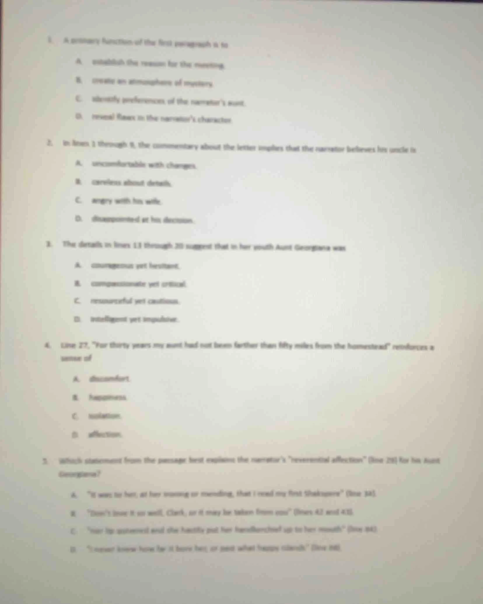 1. a primary function of the first paragraph is to a. establish the rea…