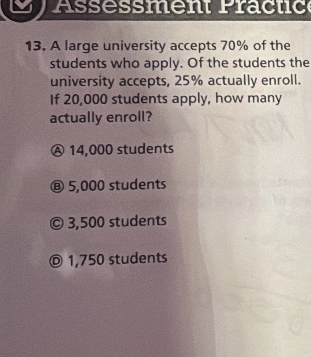 13. a large university accepts 70% of the students who apply. of the st…