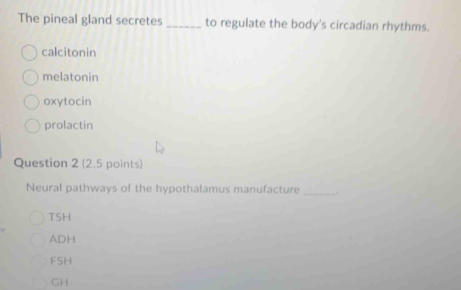 the pineal gland secretes ______ to regulate the bodys circadian rhythm…