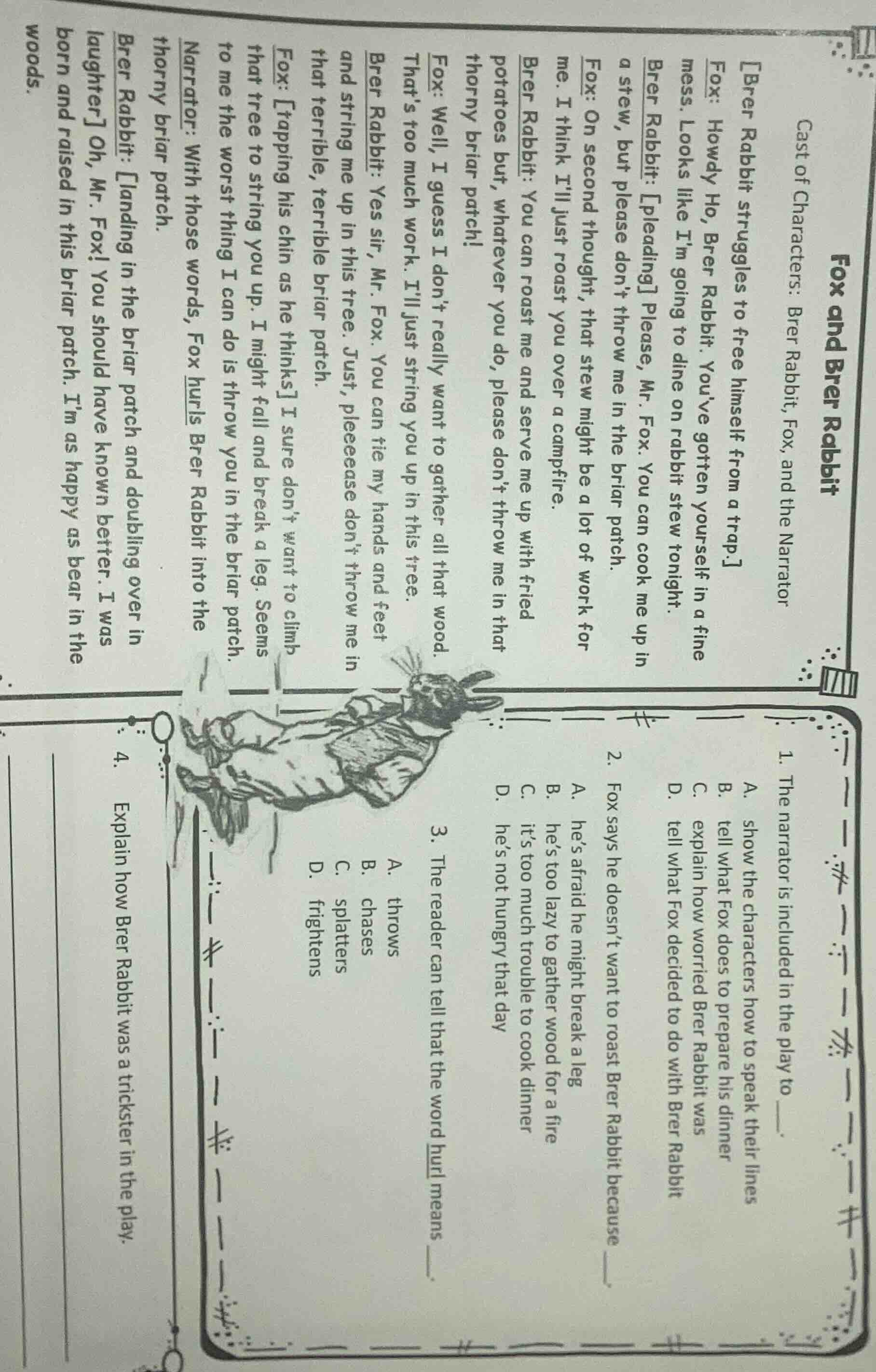 fox and brer rabbit cast of characters: brer rabbit, fox, and the narra…