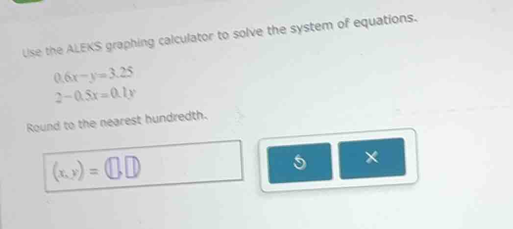 use the aleks graphing calculator to solve the system of equations. 0.6…