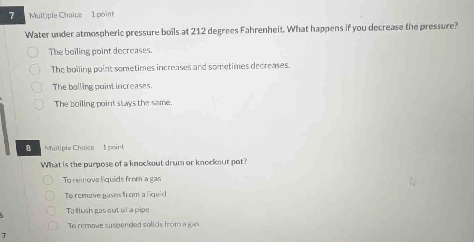 7 multiple choice 1 point water under atmospheric pressure boils at 212…