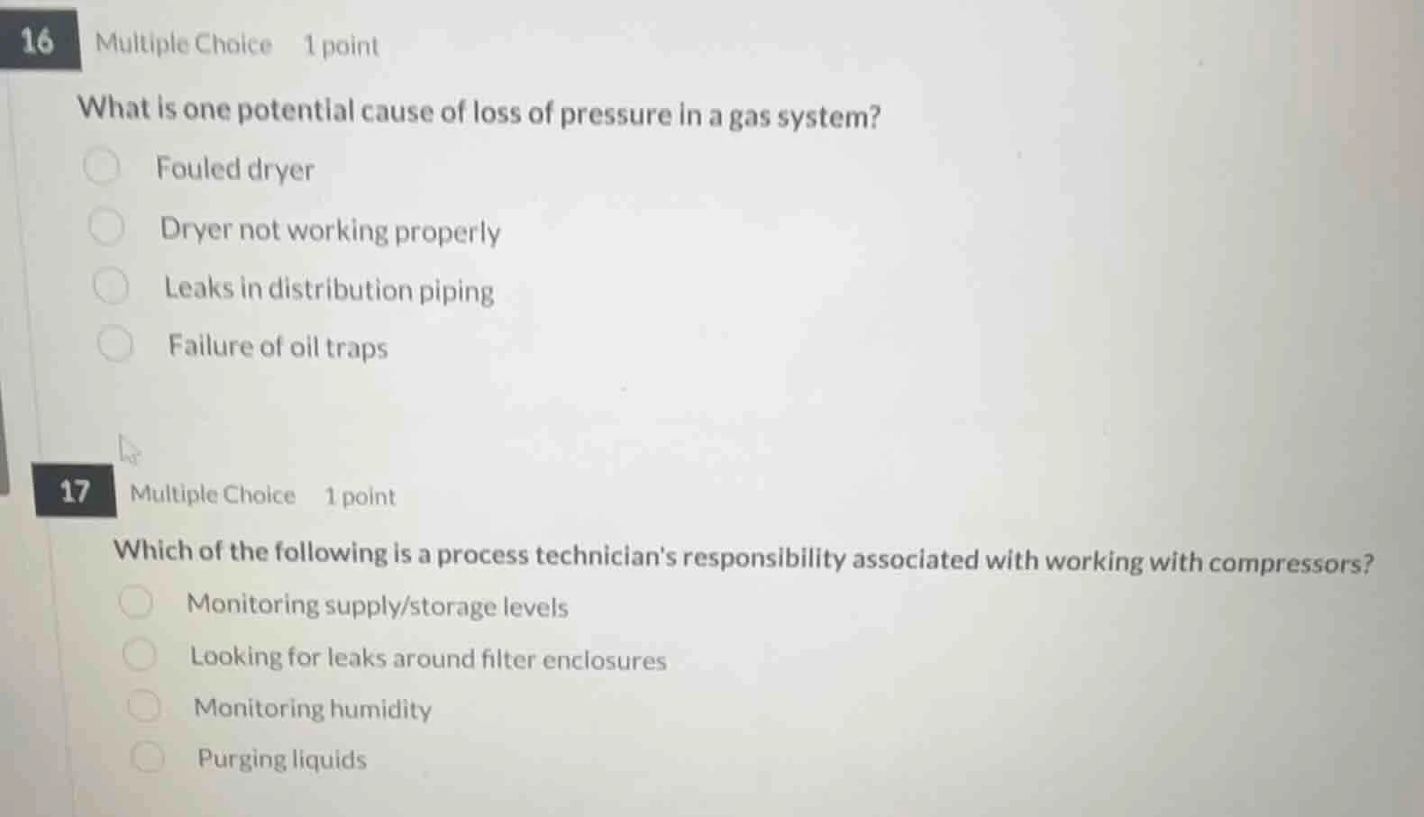 16 multiple choice 1 point what is one potential cause of loss of press…