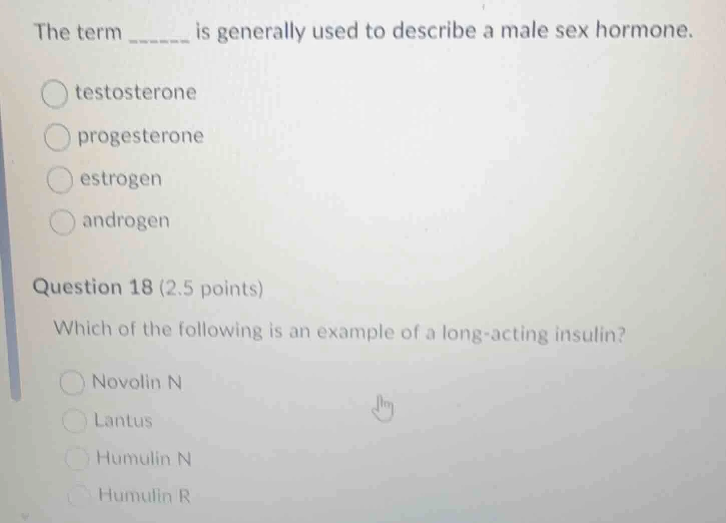 the term _____ is generally used to describe a male sex hormone. testos…