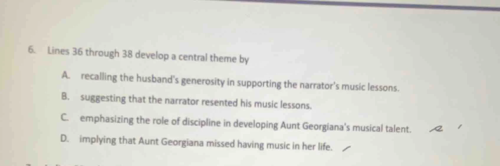 6. lines 36 through 38 develop a central theme by a. recalling the husb…