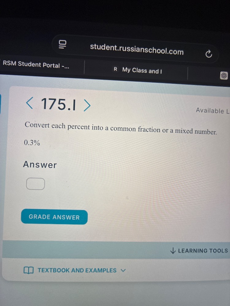convert each percent into a common fraction or a mixed number. 0.3%