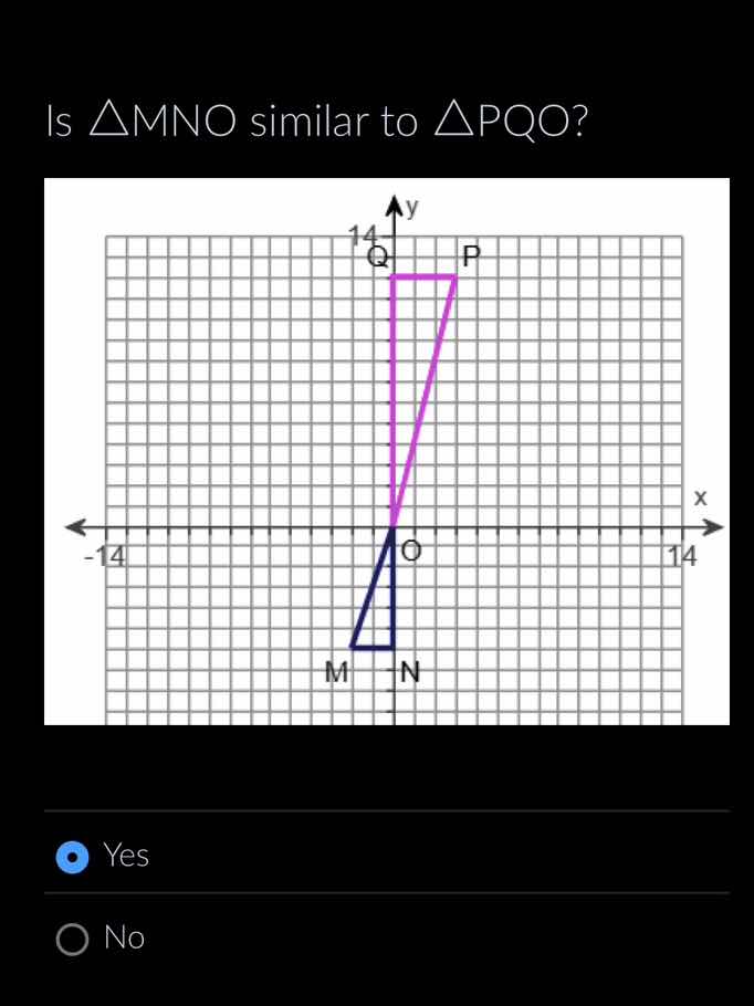 is $\\triangle mno$ similar to $\\triangle pqo$?