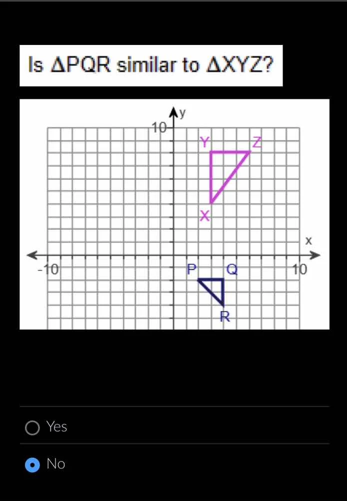 is δpqr similar to δxyz? options: yes, no
