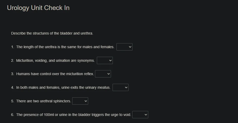urology unit check in describe the structures of the bladder and urethr…