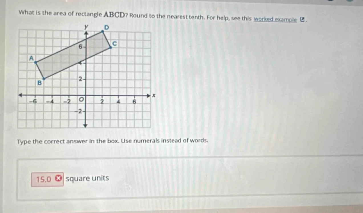 what is the area of rectangle abcd? round to the nearest tenth. for hel…