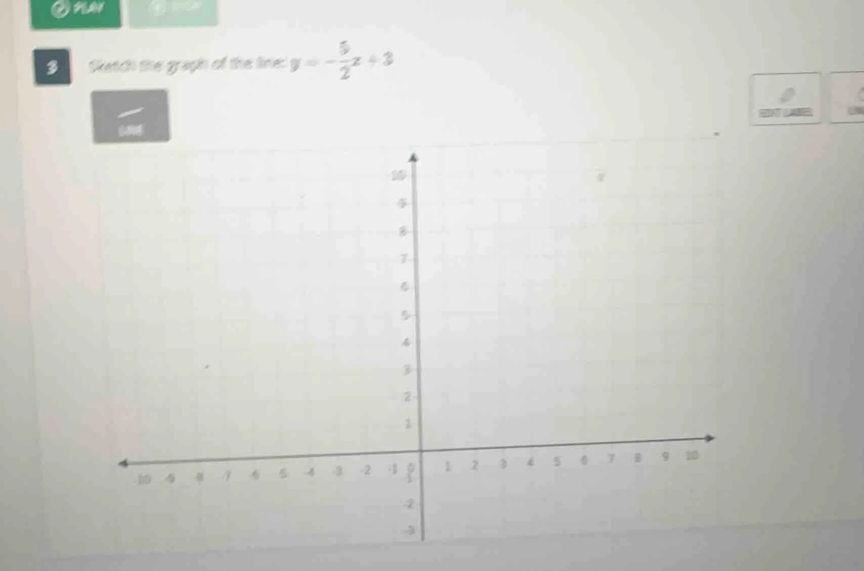 3 sketch the graph of the line: $y = -\frac{5}{2}x + 3$