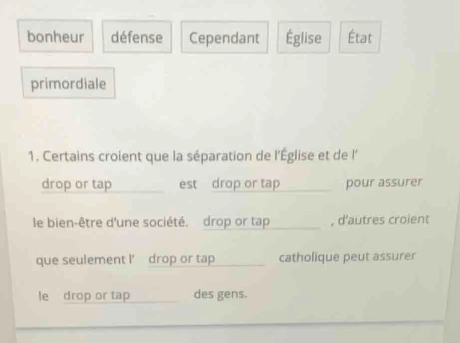 bonheur défense cependant église état primordiale 1. certains croient q…
