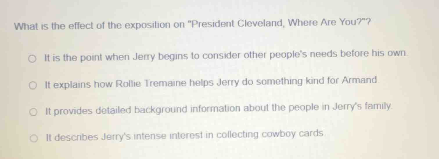 what is the effect of the exposition on \president cleveland, where are…
