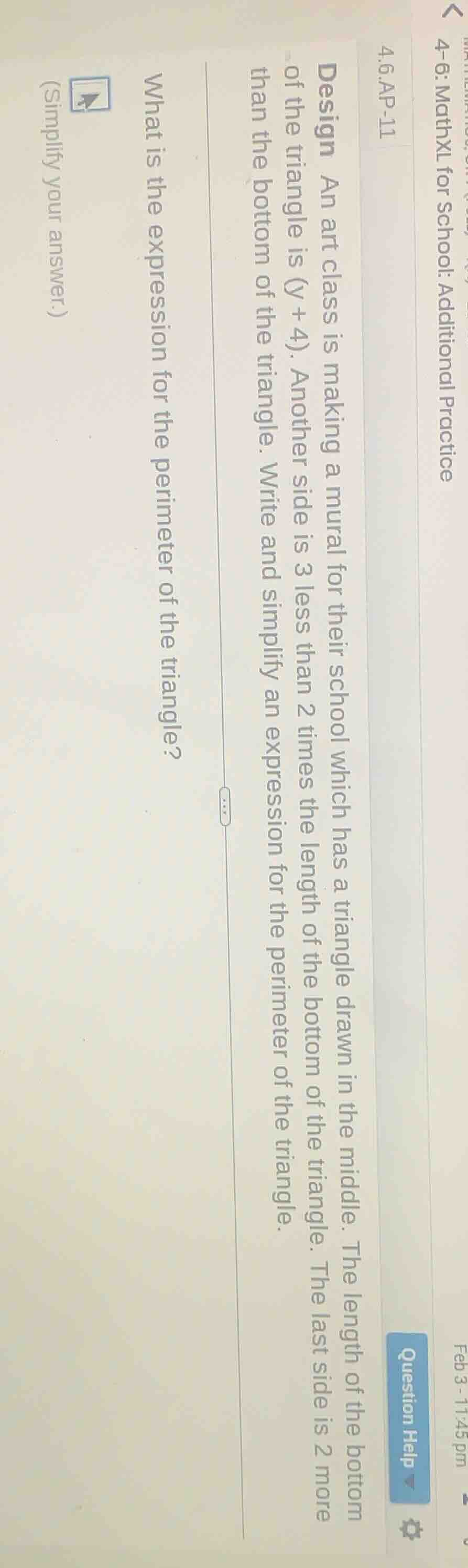 design an art class is making a mural for their school which has a tria…