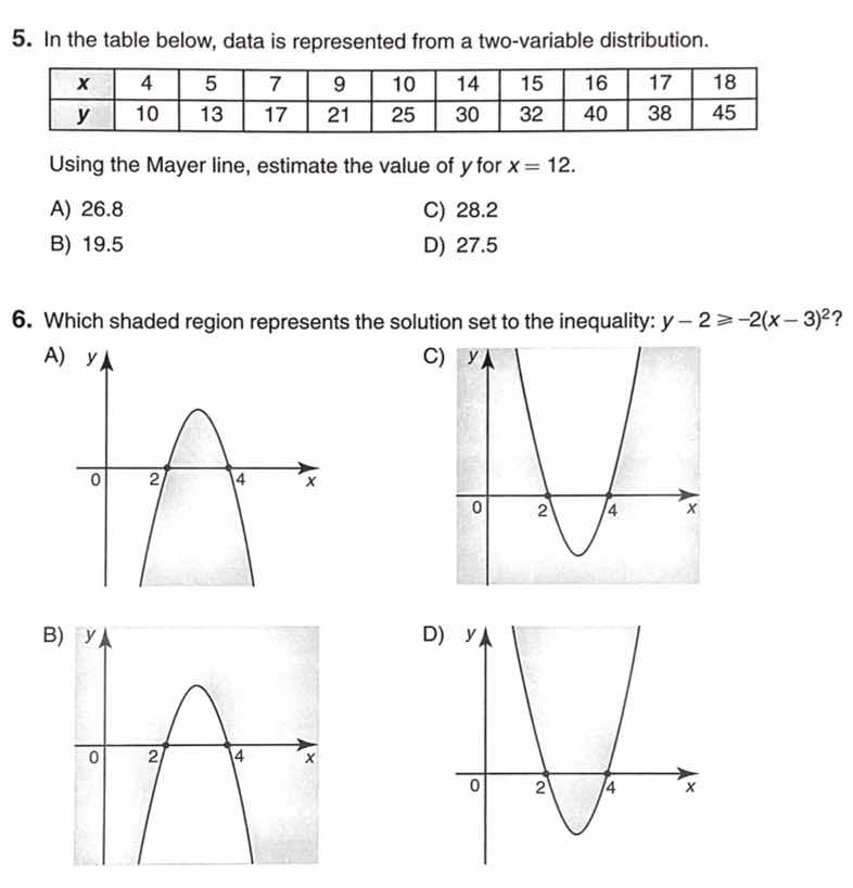 5. in the table below, data is represented from a two - variable distri…