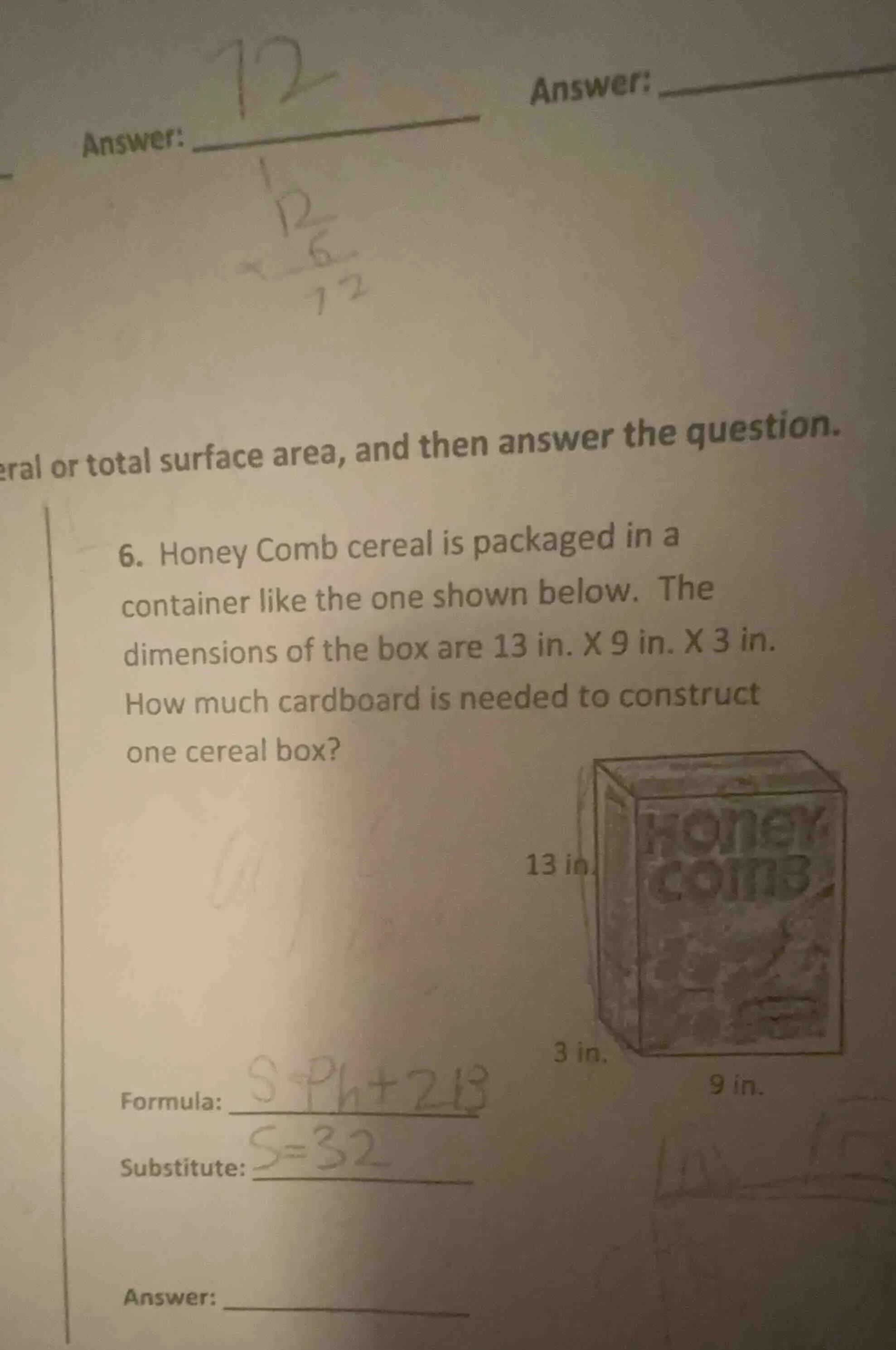 6. honey comb cereal is packaged in a container like the one shown belo…