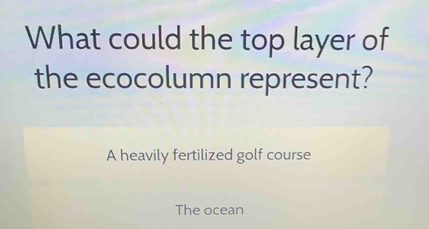 what could the top layer of the ecocolumn represent? a heavily fertiliz…