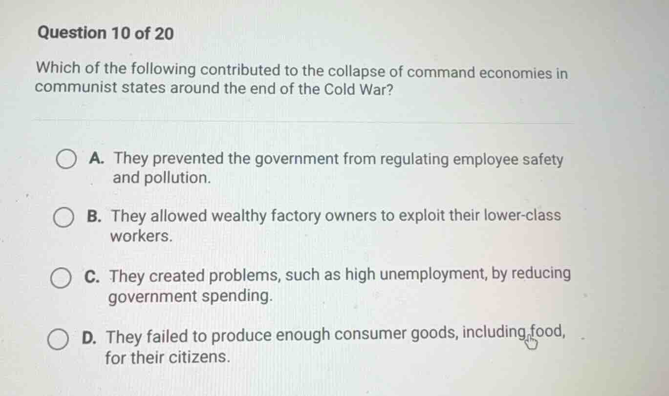 question 10 of 20 which of the following contributed to the collapse of…