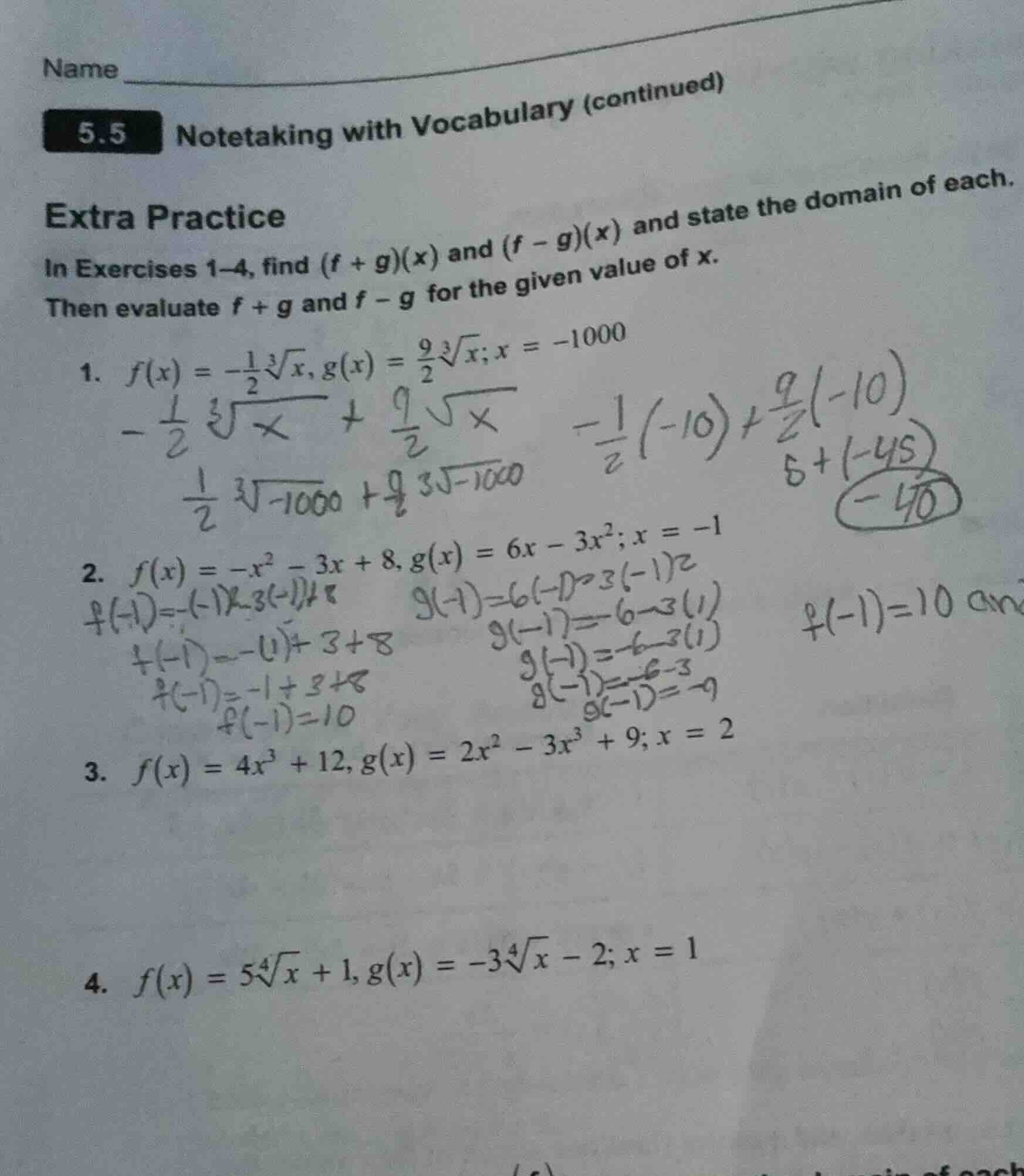name 5.5 notetaking with vocabulary (continued) extra practice in exerc…