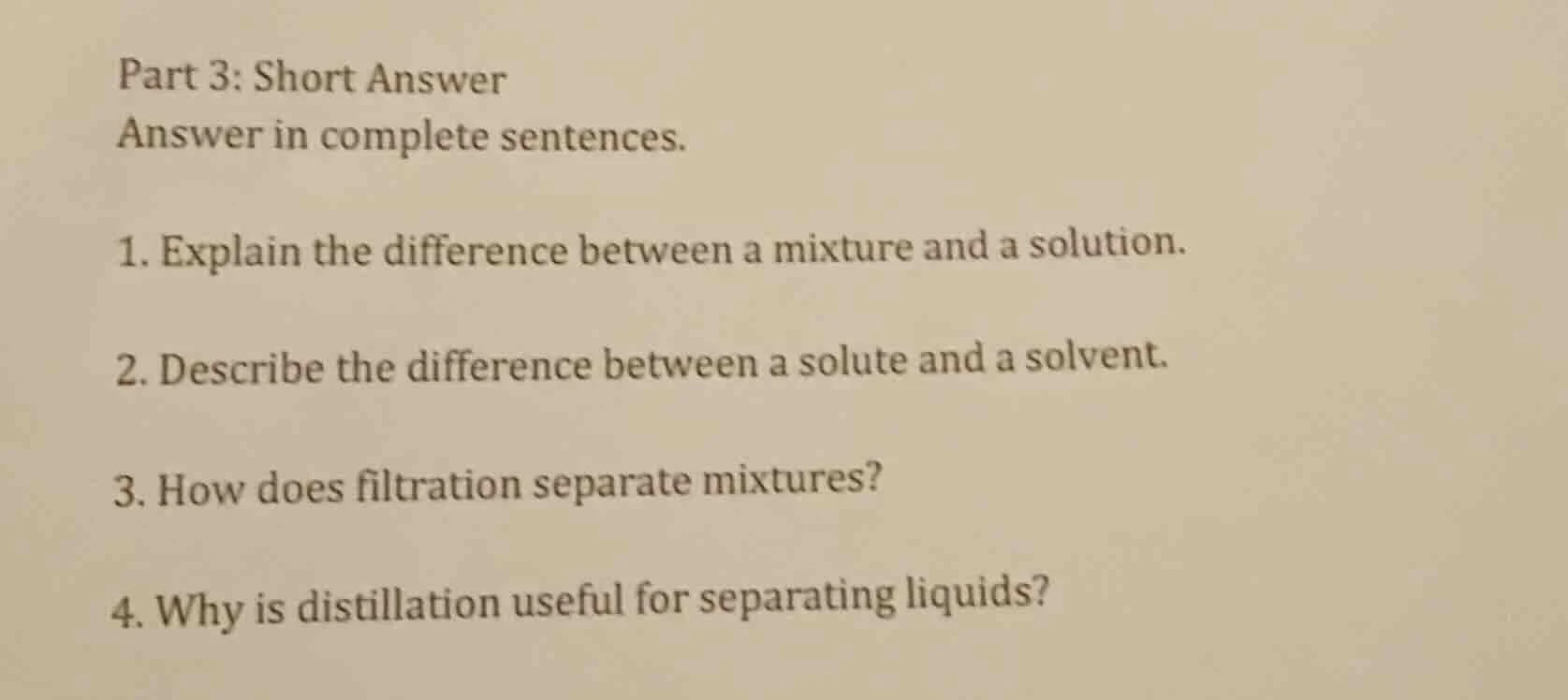 part 3: short answer answer in complete sentences. 1. explain the diffe…