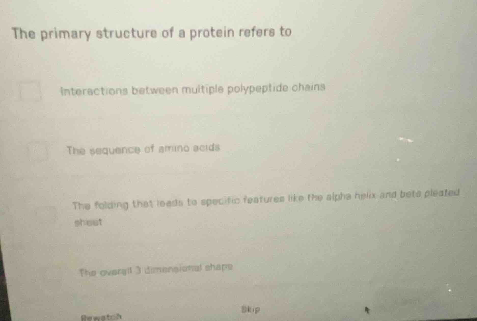 the primary structure of a protein refers to interactions between multi…
