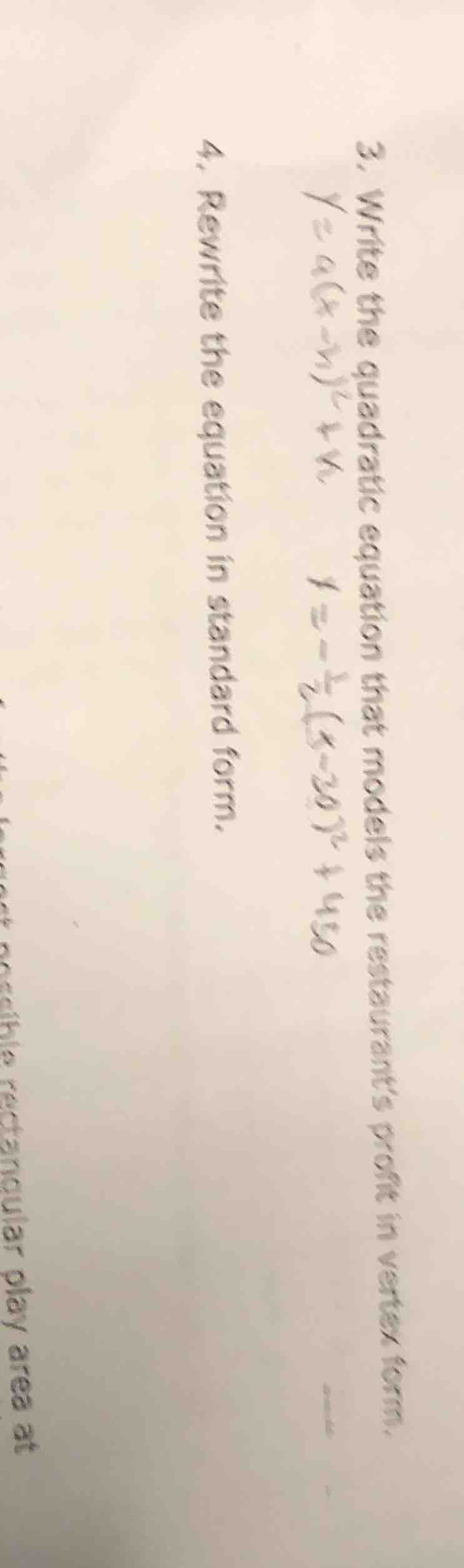 3. write the quadratic equation that models the restaurants profit in v…
