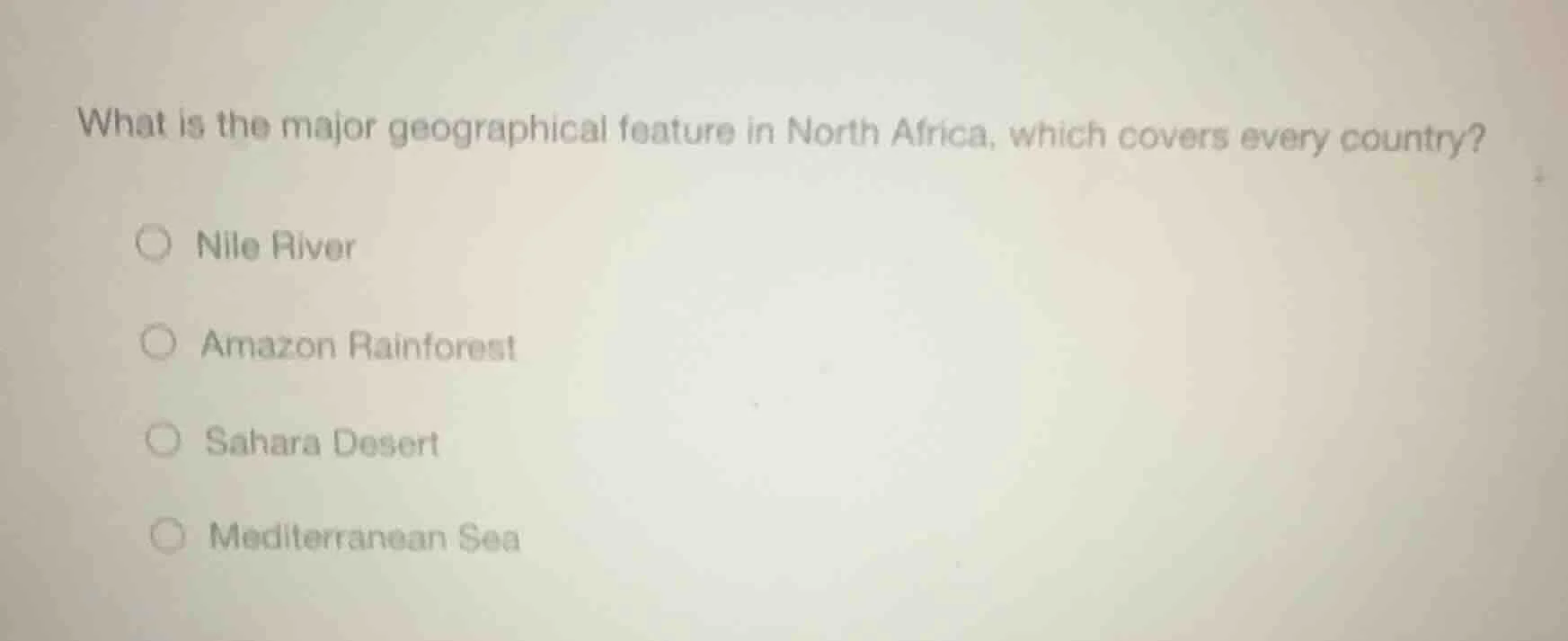 what is the major geographical feature in north africa, which covers ev…