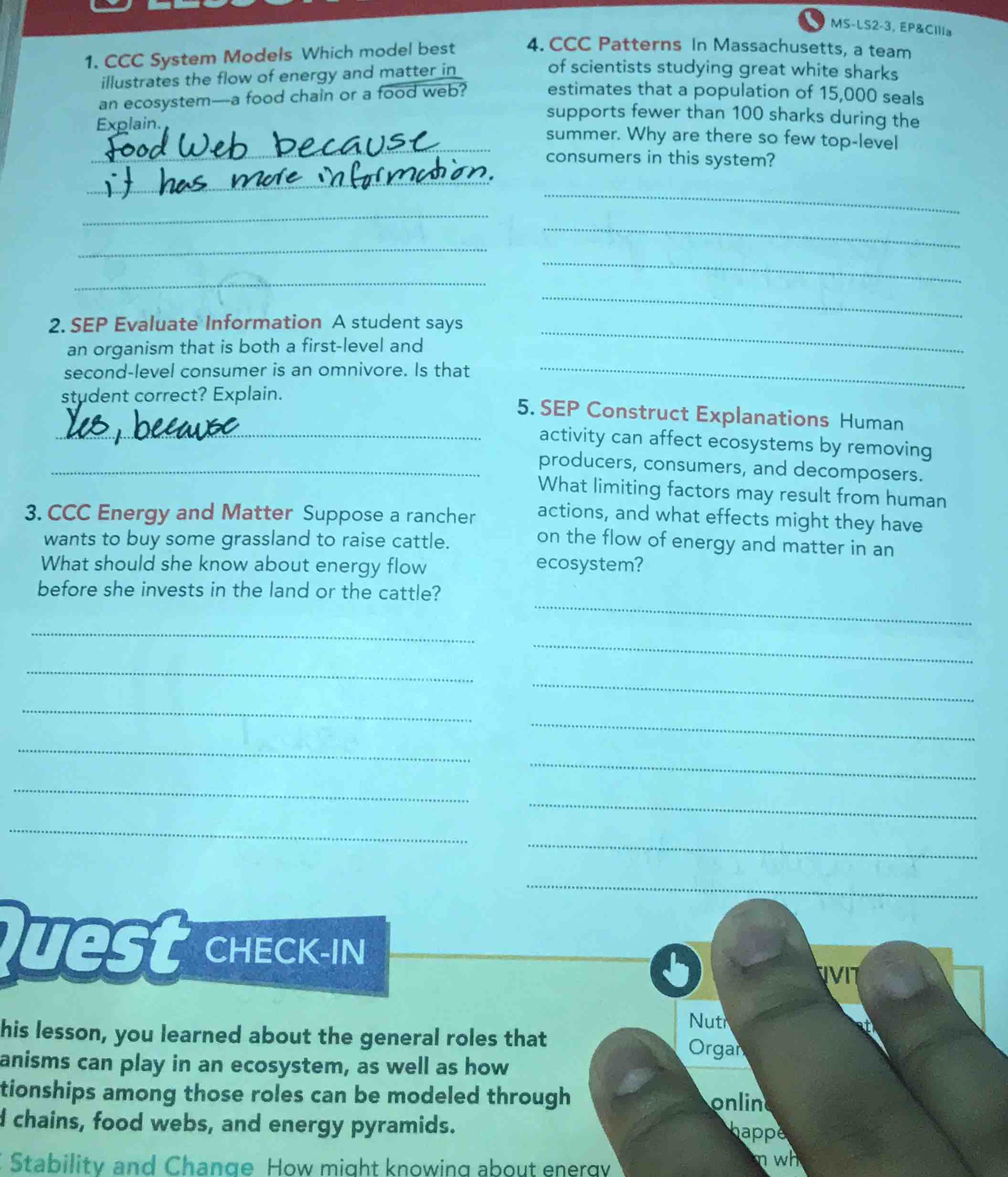 1. ccc system models which model best illustrates the flow of energy an…