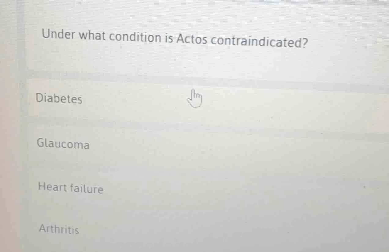 under what condition is actos contraindicated? diabetes glaucoma heart …