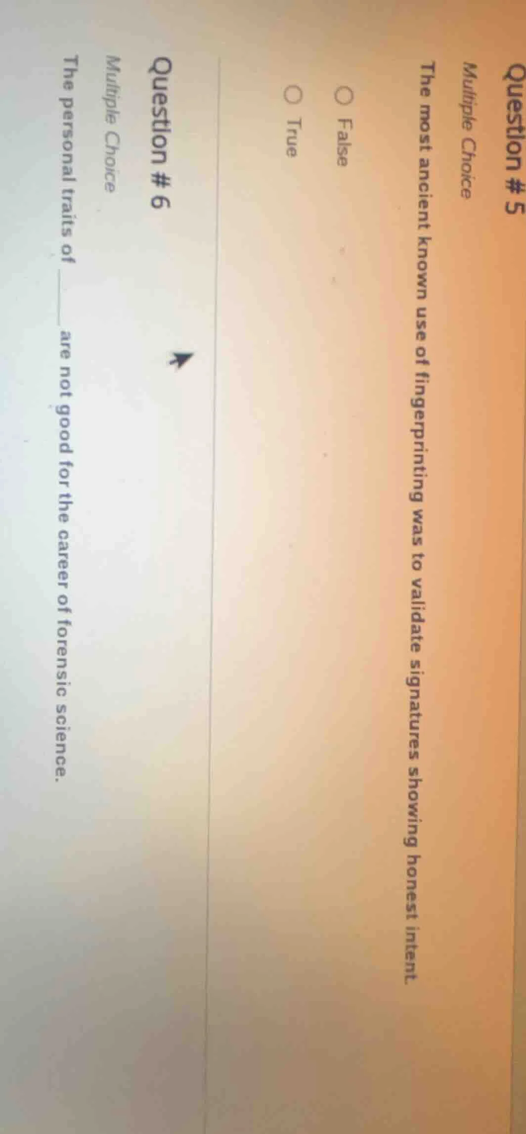 question #5 multiple choice the most ancient known use of fingerprintin…