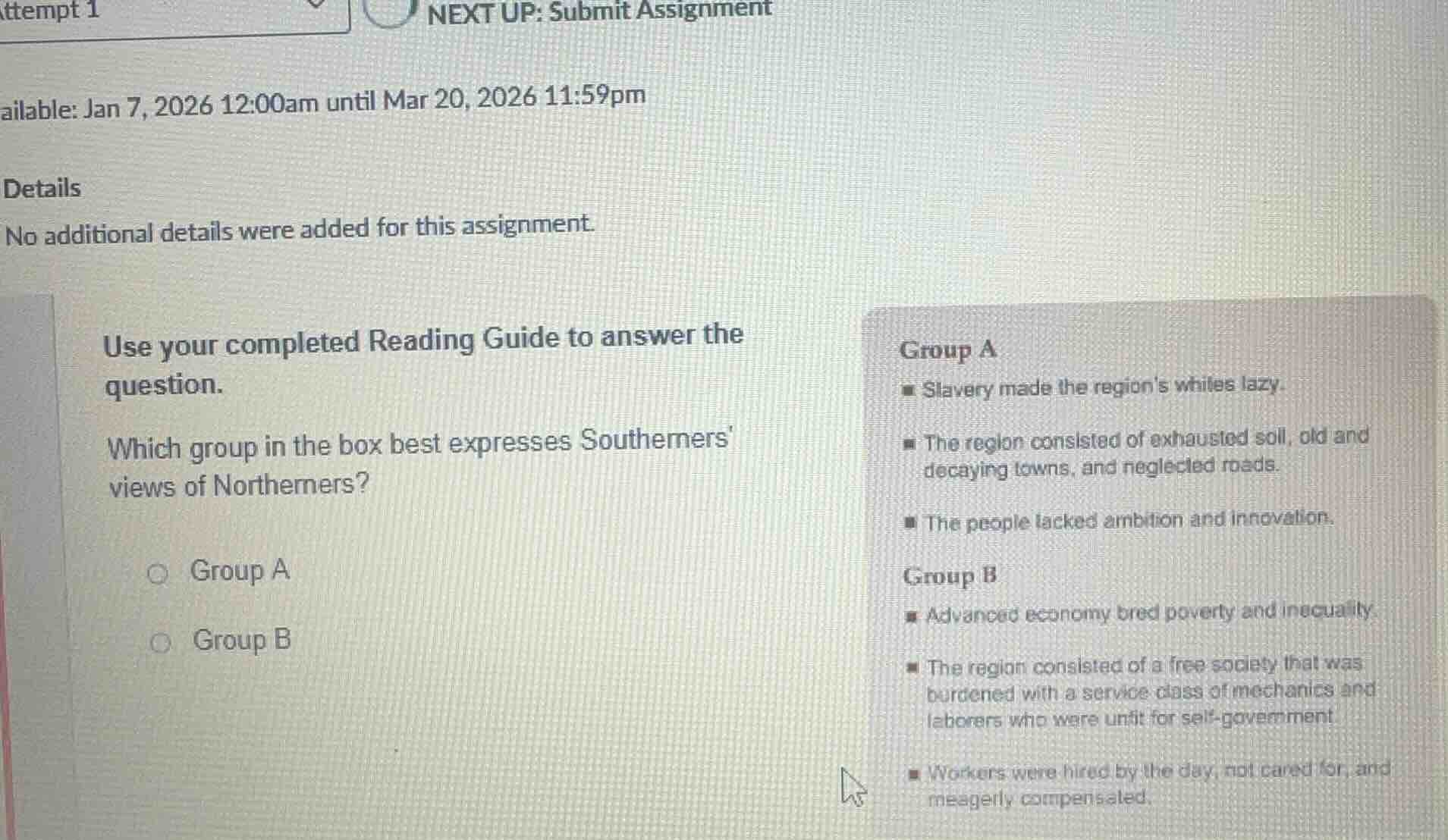 attempt 1 next up: submit assignment ailable: jan 7, 2026 12:00am until…