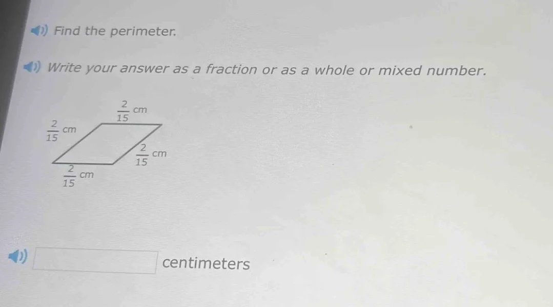 find the perimeter. write your answer as a fraction or as a whole or mi…