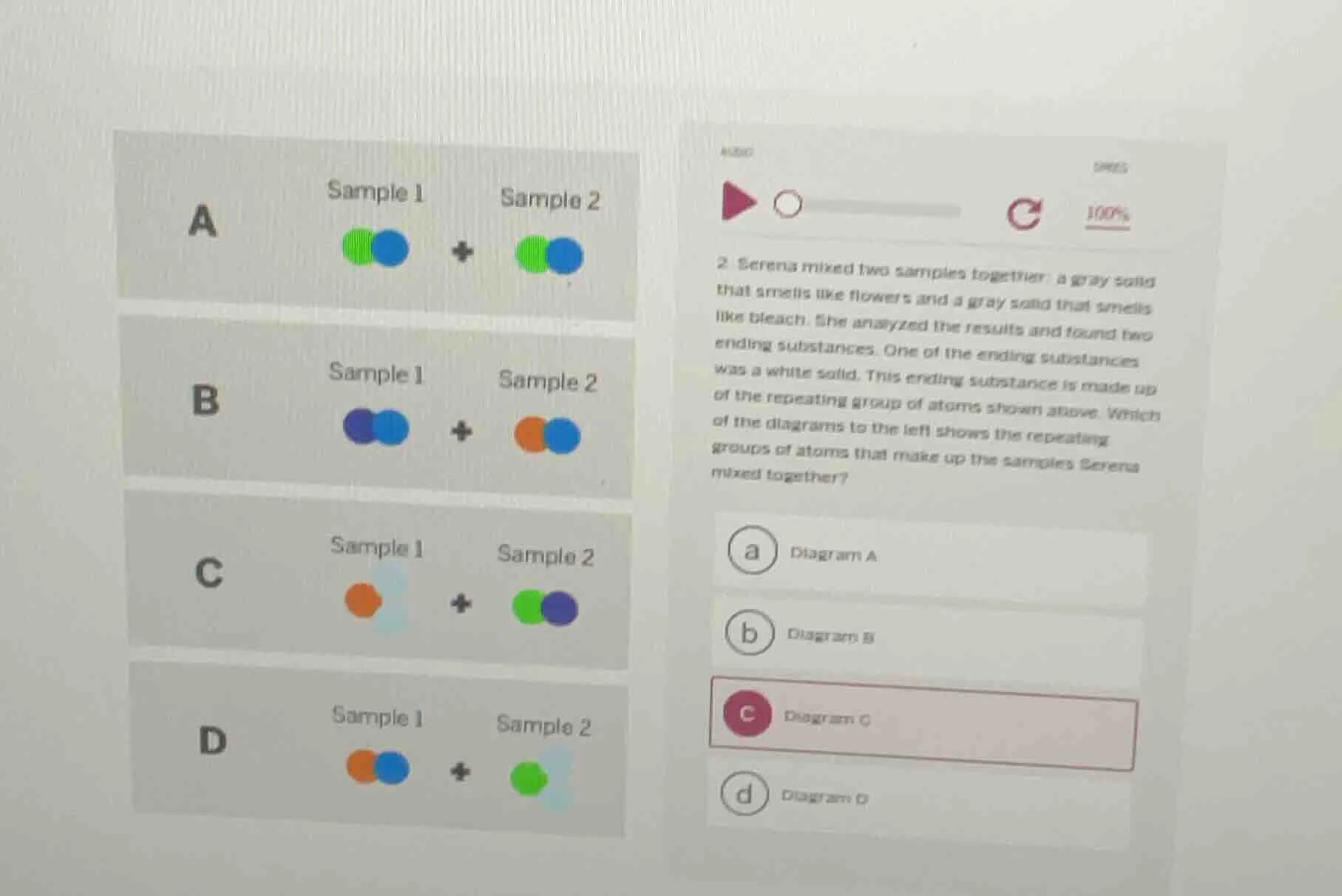 2. serena mixed two samples together: a gray solid that smells like flo…