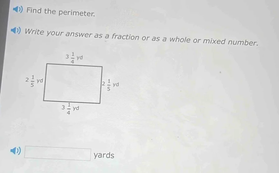 find the perimeter. write your answer as a fraction or as a whole or mi…