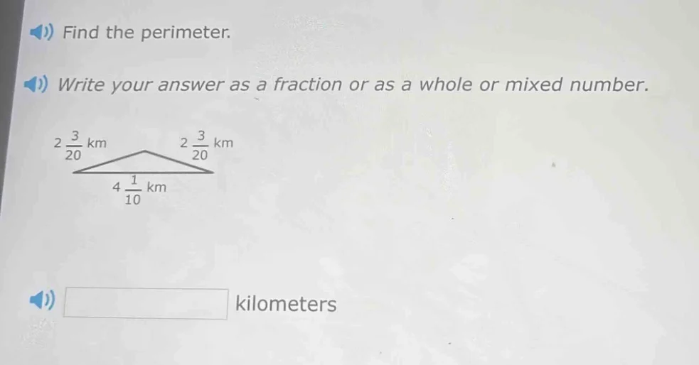 find the perimeter. write your answer as a fraction or as a whole or mi…