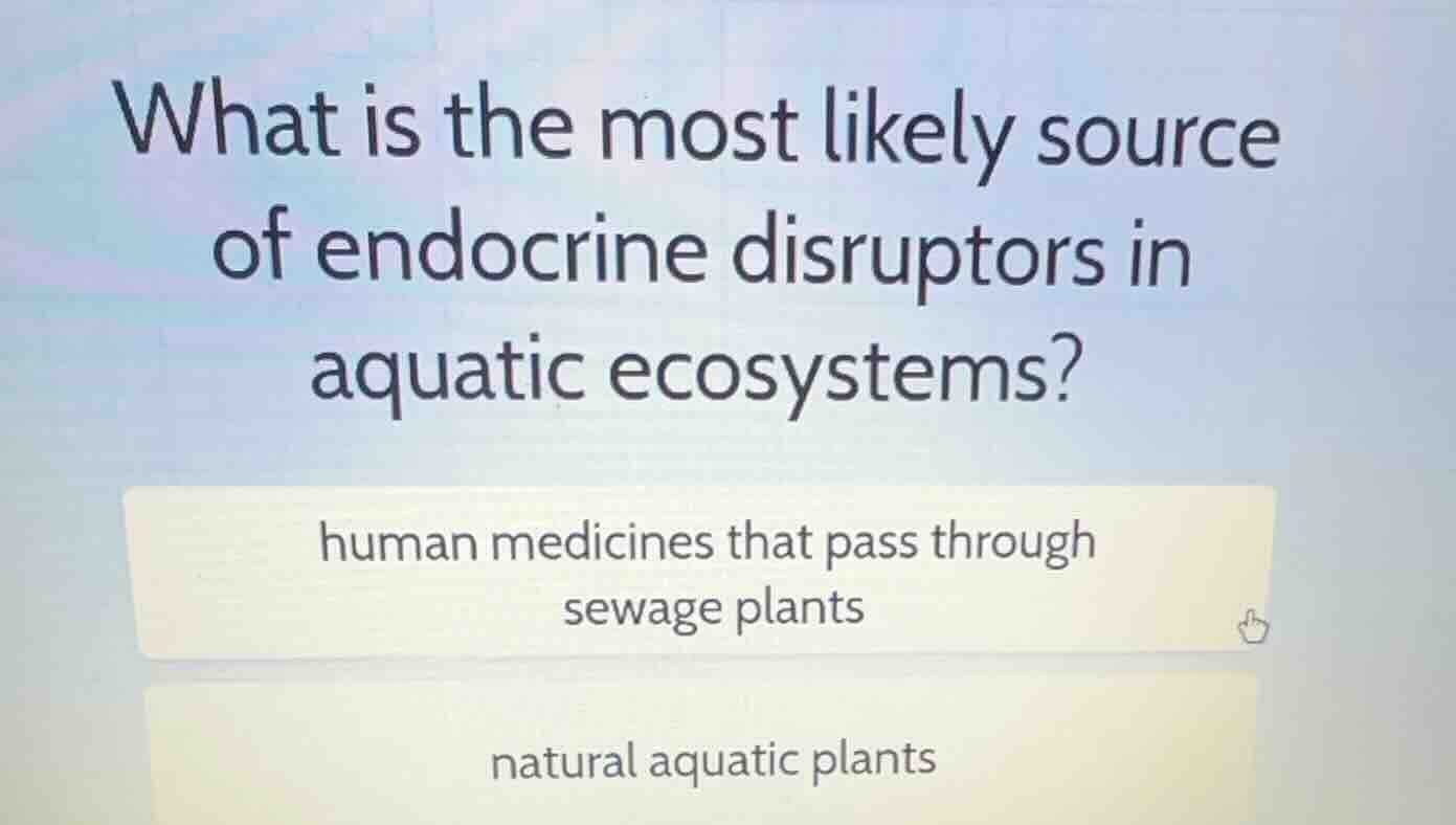 what is the most likely source of endocrine disruptors in aquatic ecosy…
