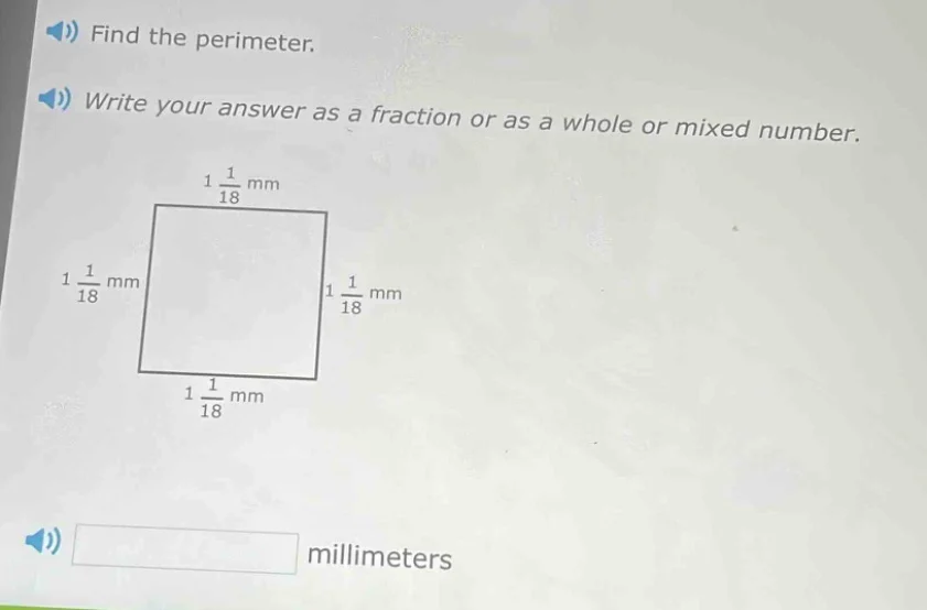 find the perimeter. write your answer as a fraction or as a whole or mi…