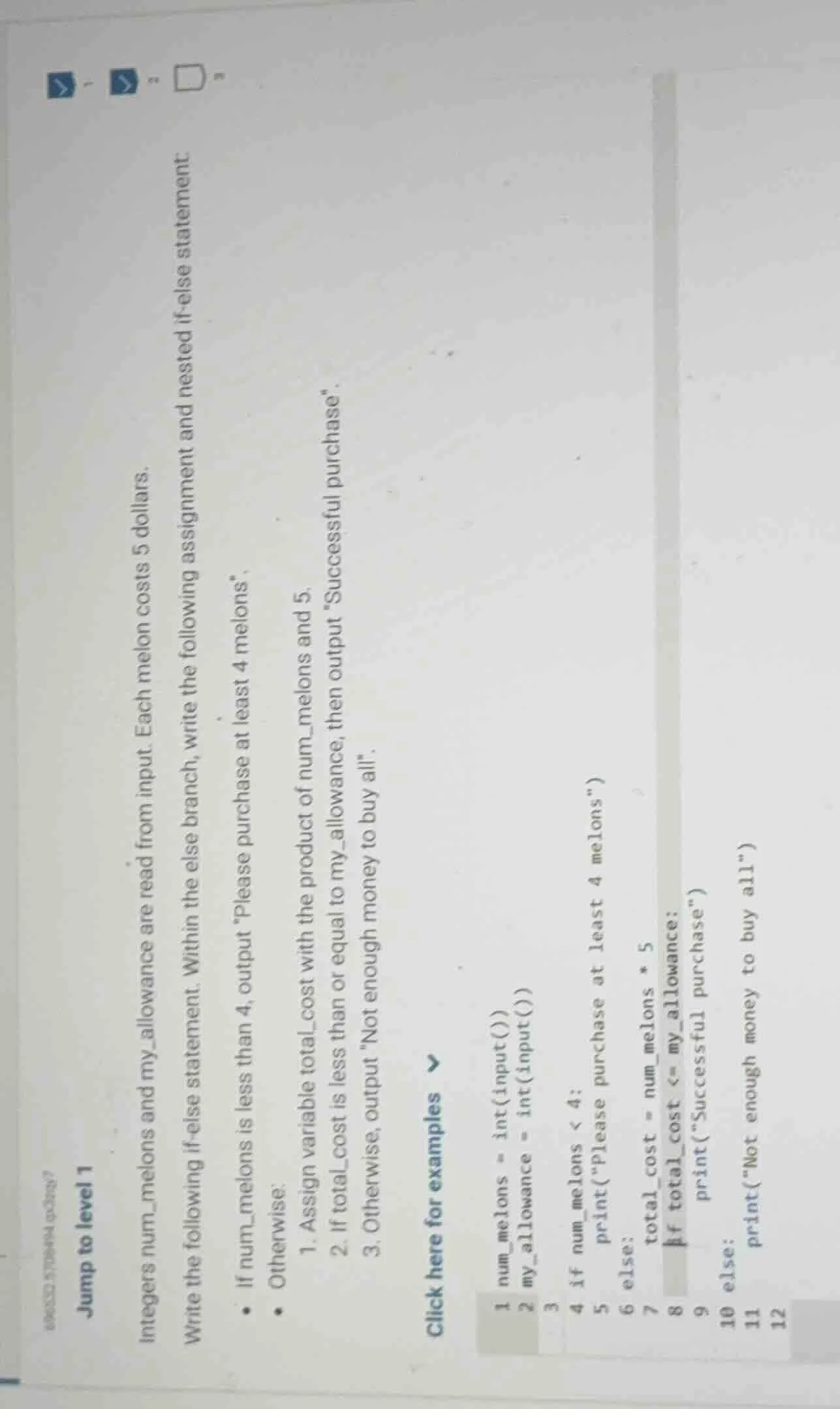 jump to level 1 integers num_melons and my_allowance are read from inpu…