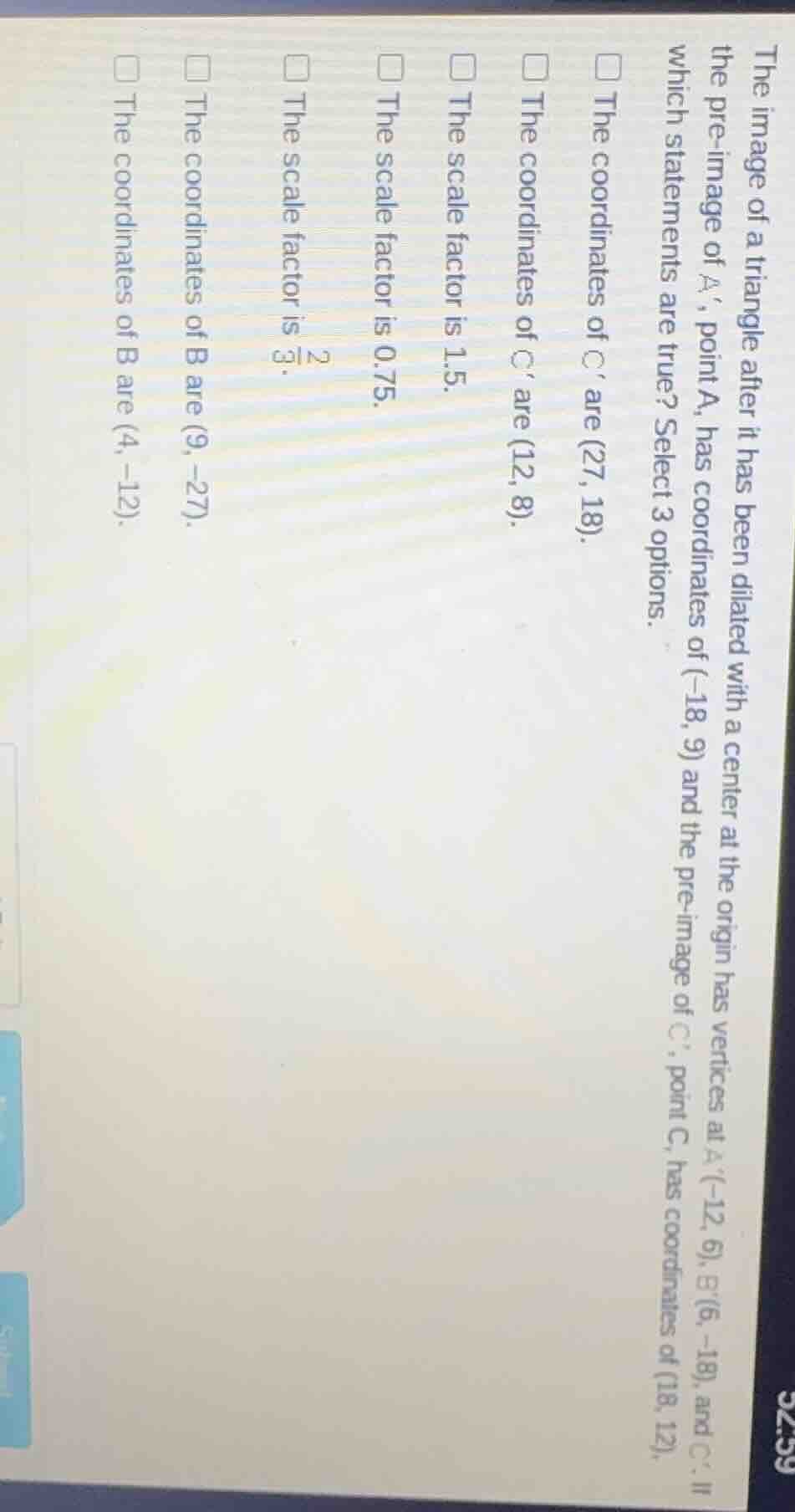 the image of a triangle after it has been dilated with a center at the …