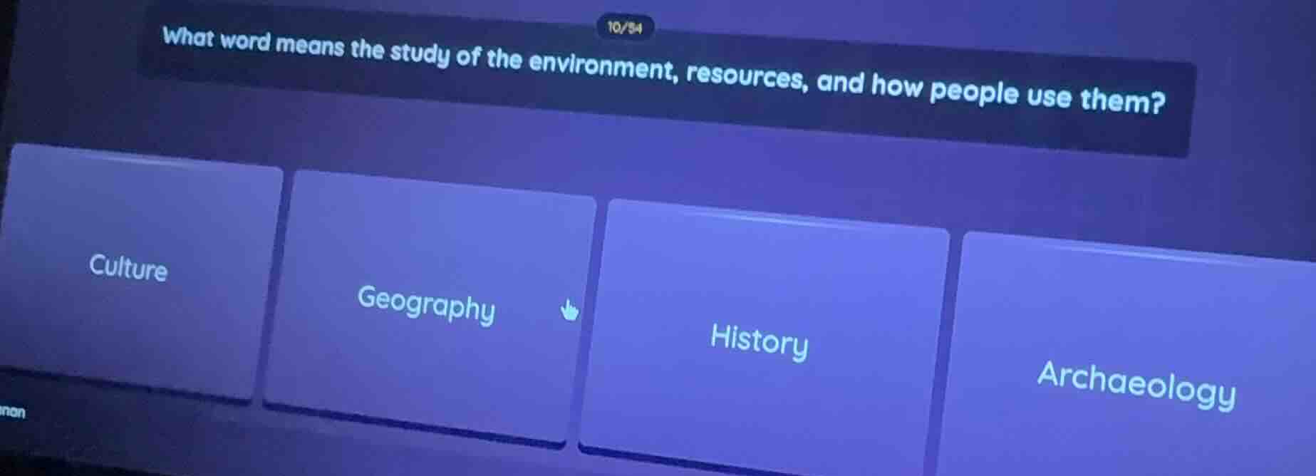 what word means the study of the environment, resources, and how people…