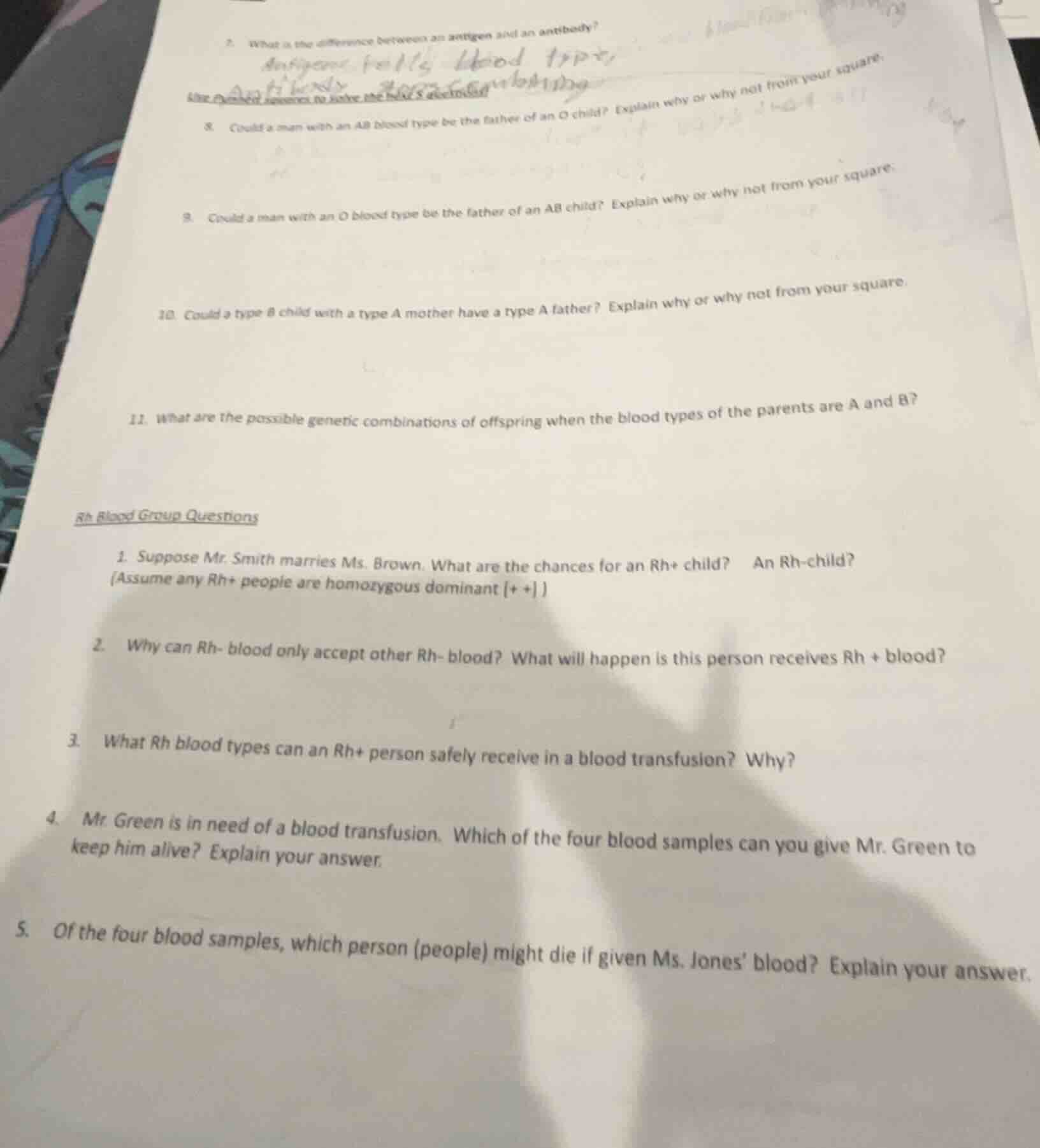 2. what is the difference between an antigen and an antibody? 8. could …