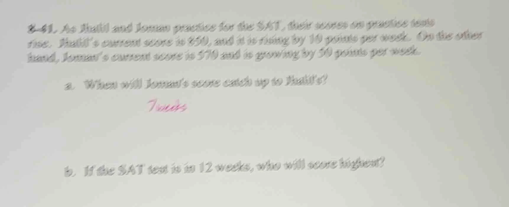 8-41. as khalil and jomari practice for the sat, their scores on practi…