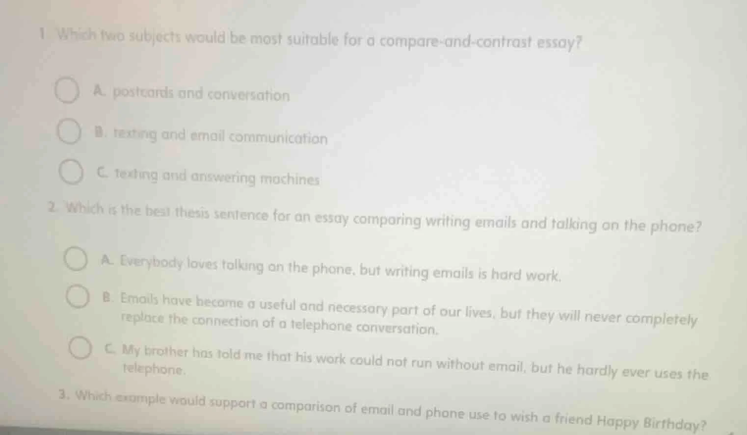 1 which two subjects would be most suitable for a compare - and - contr…