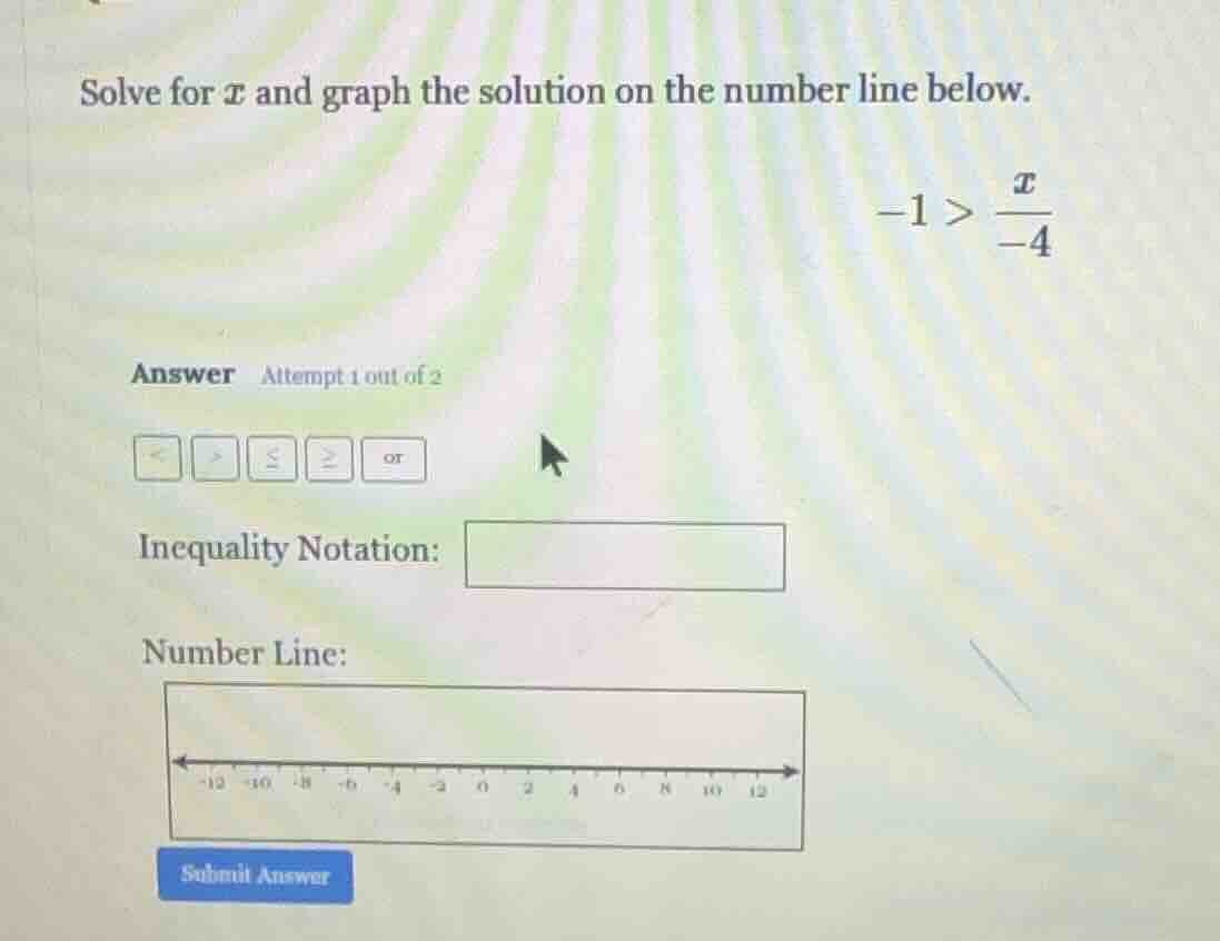 solve for ( x ) and graph the solution on the number line below. ( -1 >…