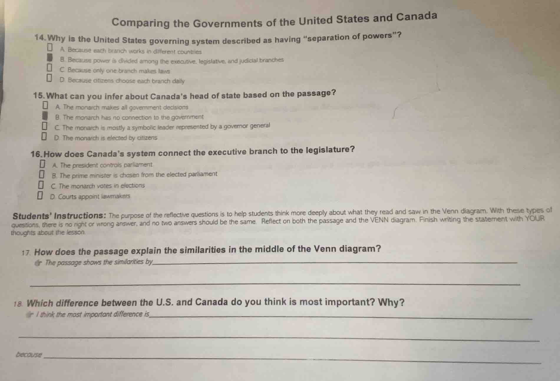 comparing the governments of the united states and canada 14. why is th…